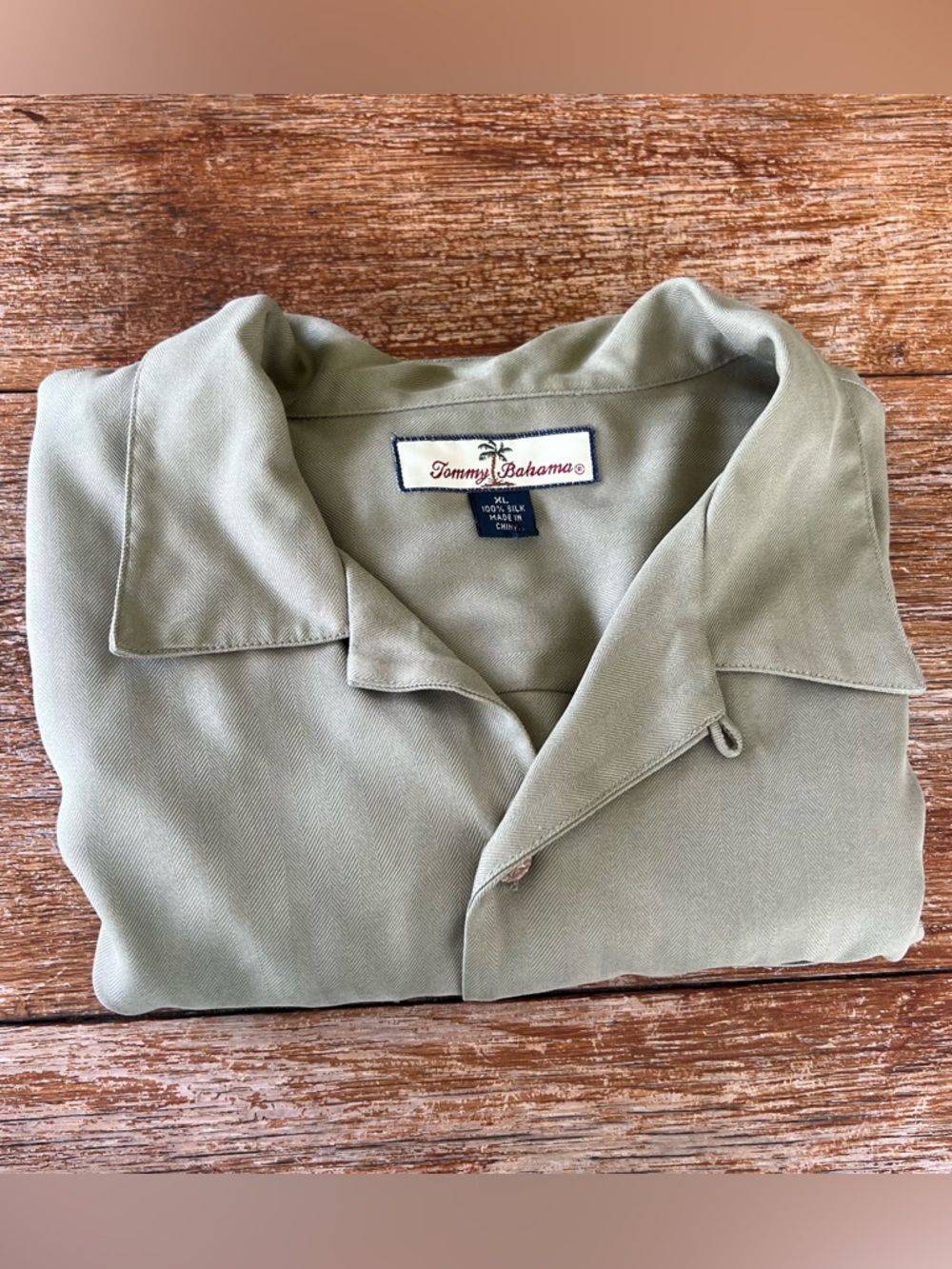 Tommy Bahama 100% Silk Men’s Short Sleeve Shirt Olive Green Size XL - Picture 13 of 14
